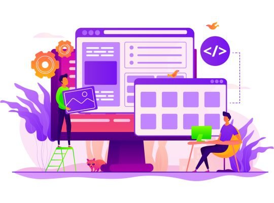 Developers create internet app. Software engineering, computer technology. Website development, web application coding, design for web browsers concept. Vector isolated concept creative illustration